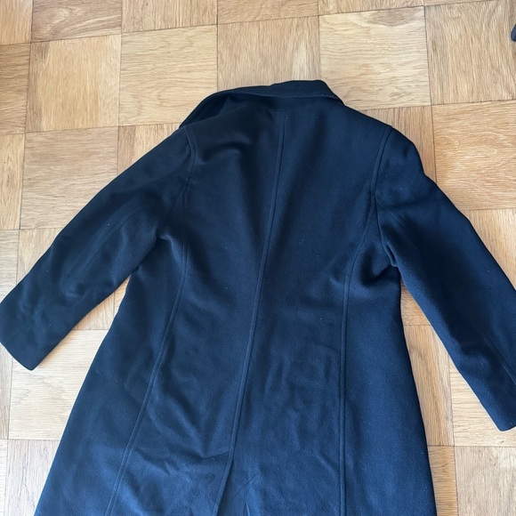 Saks Fifth Avenue Fleurette Cashmere Coat Black Long Single Button Collared 12 - Picture 3 of 12